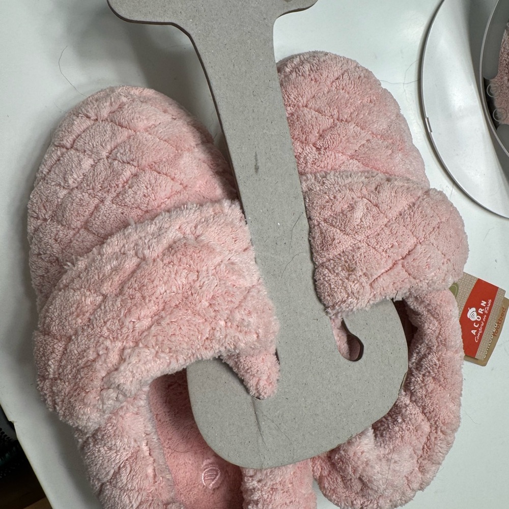 Acorn Plush Pink Slippers